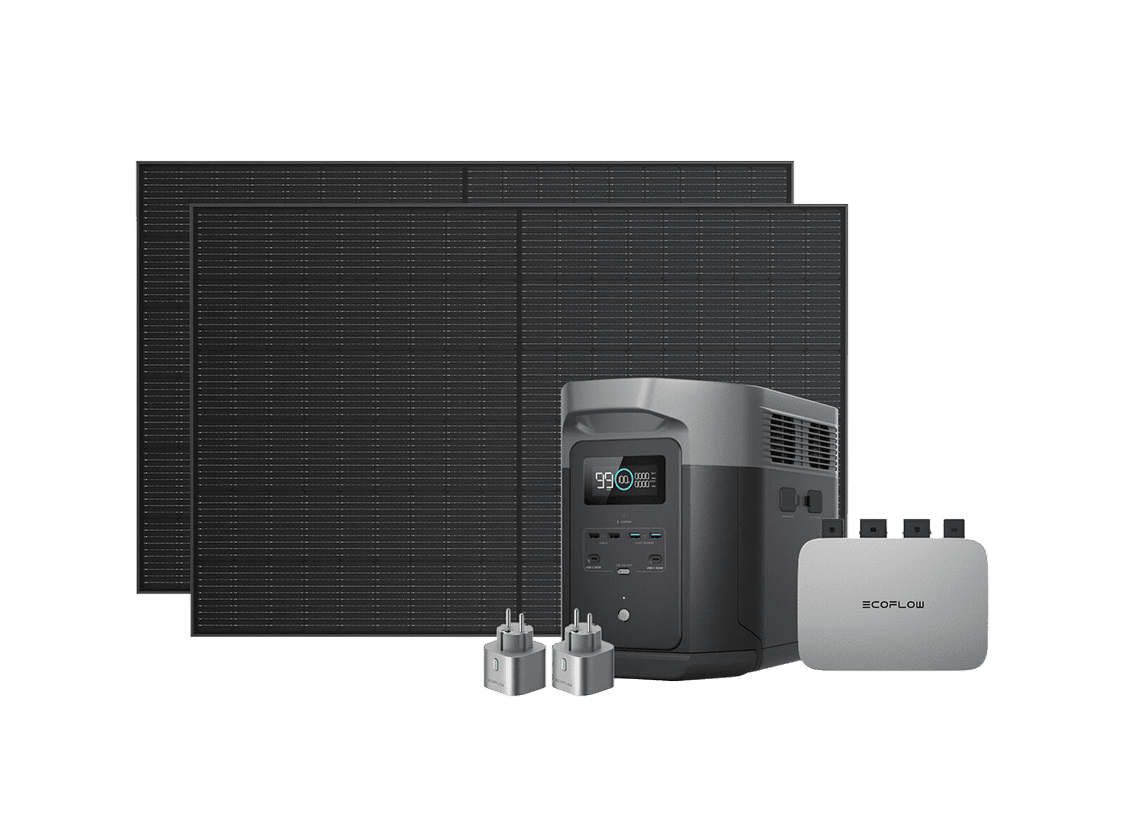 Комплект EcoFlow PowerStream - мікроінвертор 800W + зарядна станція Delta Max 2000 та сонячні панелі 2х400